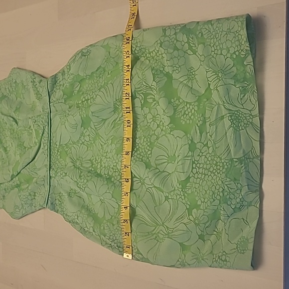 LIKE NEW VTG 1960s Handmade Mod Bright Green Go-go Floral Print Mini Dress - Picture 7 of 17